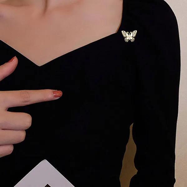 Pin Cài Áo Nữ Meri Butterfly BR578 Màu Vàng