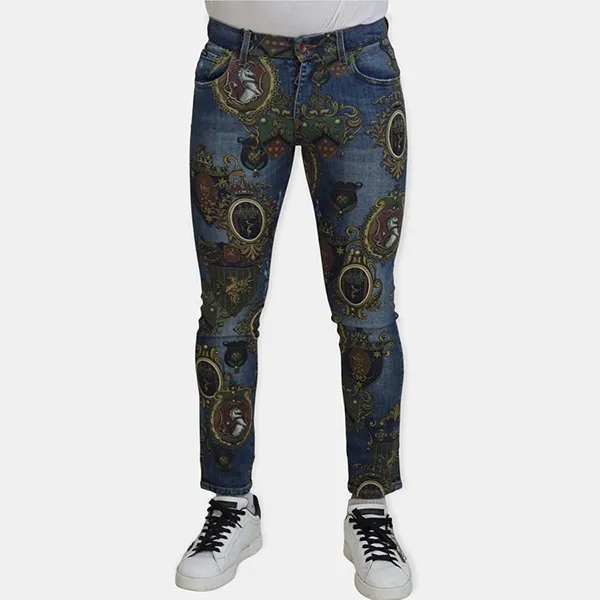 Quần Jean Nam Dolce & Gabbana D&G Blue Medal Print GYC4LDG8BI8S9001 Màu Xanh Size 46