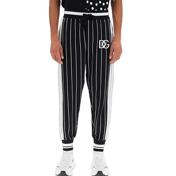 Quần Jogger Nam Dolce & Gabbana D&G Patch Drawstring Striped Track Trousers GVGTAZFU7DU Màu Đen Size 44