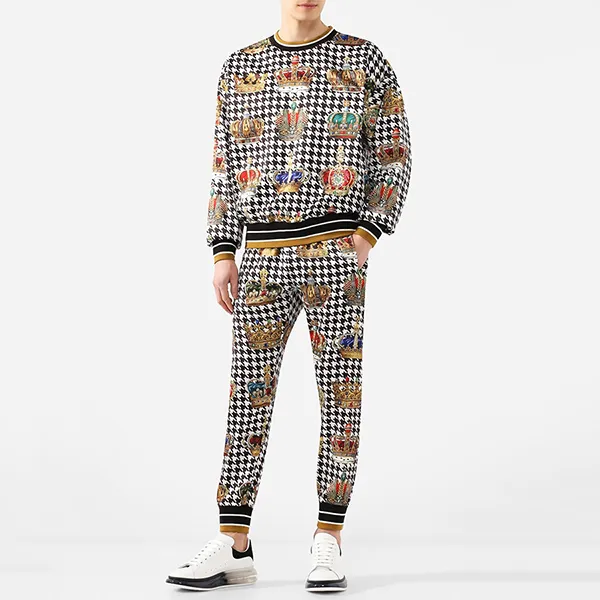Quần Nỉ Nam Dolce & Gabbana D&G Crown Houndstooth Track Pants GW39AT Màu Đen/Trắng Size 44 - Thời trang - Vua Hàng Hiệu