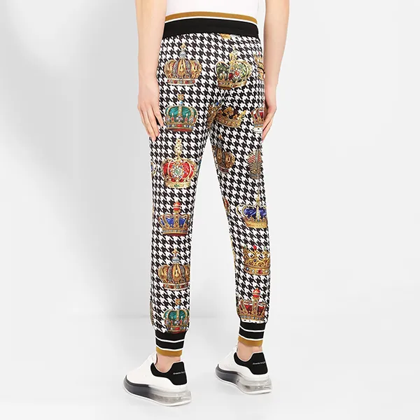 Quần Nỉ Nam Dolce & Gabbana D&G Crown Houndstooth Track Pants GW39AT Màu Đen/Trắng Size 44 - Thời trang - Vua Hàng Hiệu