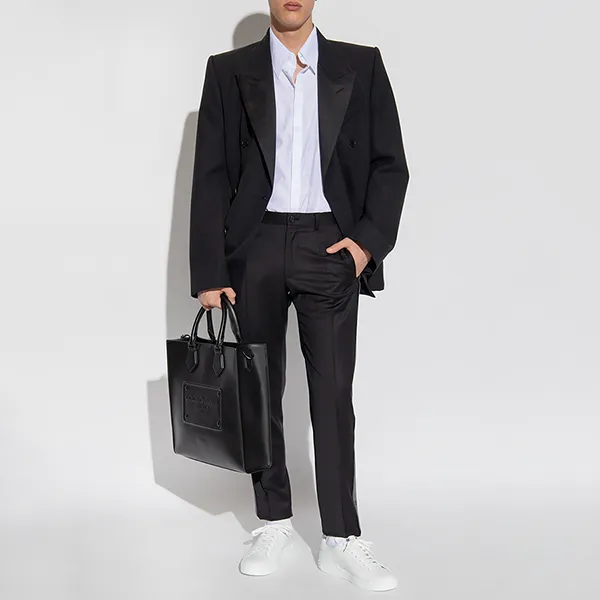 Quần Tây Nam Dolce & Gabbana D&G Black Pleat Front Trousers With Side Panels GVRHET FUBFA-N0000 Màu Đen - Thời trang - Vua Hàng Hiệu