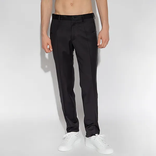 Quần Tây Nam Dolce & Gabbana D&G Black Pleat Front Trousers With Side Panels GVRHET FUBFA-N0000 Màu Đen - Thời trang - Vua Hàng Hiệu