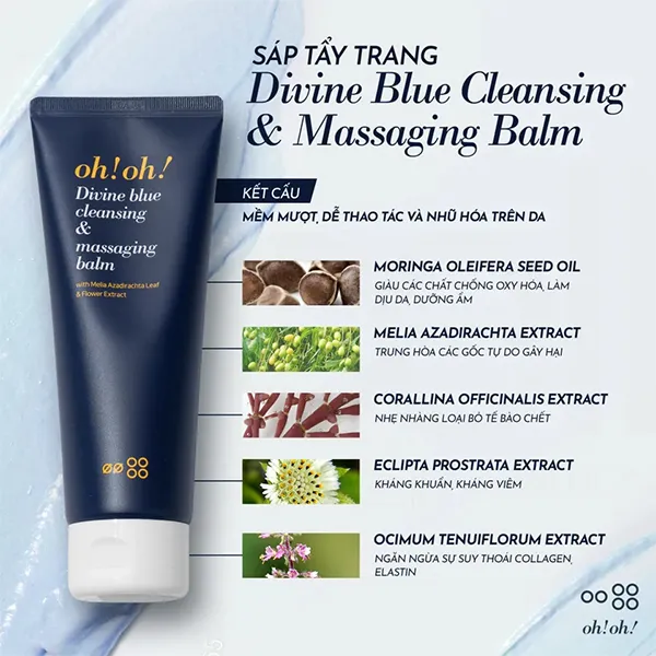 Sáp Tẩy Trang Oh!Oh! Divine Blue Cleansing & Massaging Balm 150ml - Mỹ phẩm - Vua Hàng Hiệu