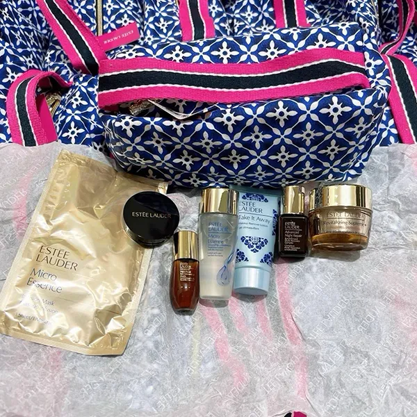 Set Chăm Sóc Da Estee Lauder Skincare Makeup Gift Túi Xanh Hoa 7 Món
