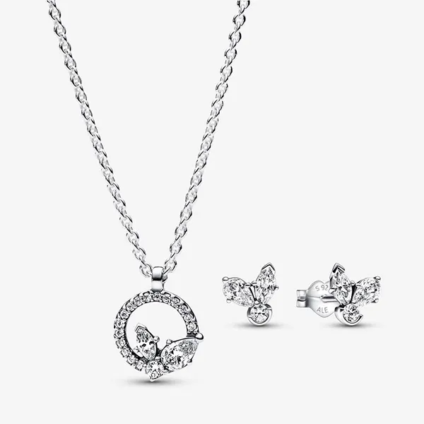 Set Dây Chuyền + Khuyên Tai Nữ Pandora Sparkling Round Herbarium B80307RM Màu Bạc - Trang sức - Vua Hàng Hiệu