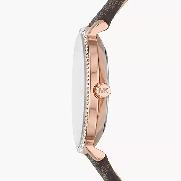 Set Đồng Hồ Nữ Michael Kors Two-Hand Brown PVC Watch And Bracelet MK1036 Màu Nâu - Đồng hồ - Vua Hàng Hiệu
