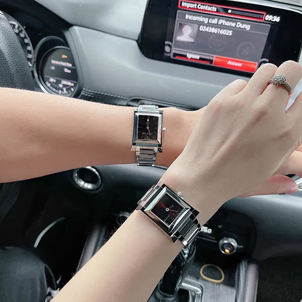 Set Đồng Hồ Unisex Gucci 111 Guccio Black Dial Silver Tone Watch YA111502 - YA111303 Màu Đen Bạc - Đồng hồ - Vua Hàng Hiệu