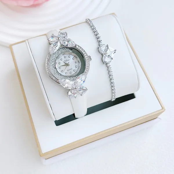 Set Đồng Hồ + Vòng Đeo Tay Nữ Melissa F12073 Màu Trắng Bạc - Đồng hồ - Vua Hàng Hiệu