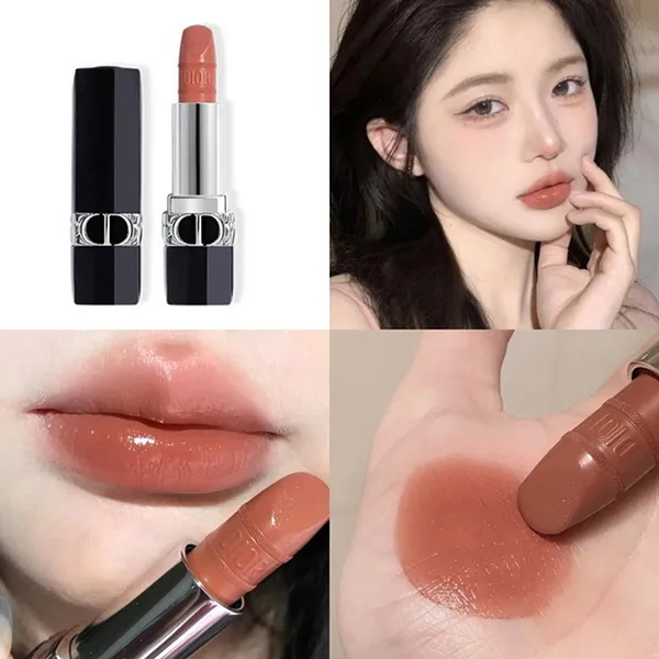 Son Dior Rouge Dior Mitzah 424 Nude Fauve Satin Finish Màu Cam Nude - Son Môi - Vua Hàng Hiệu
