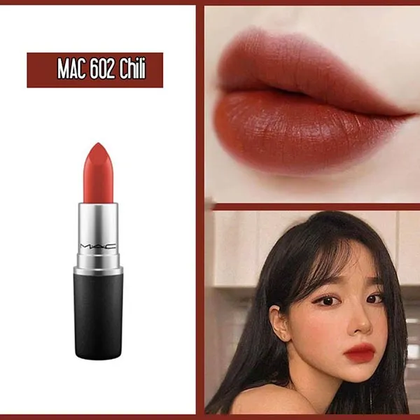 Son MAC Chili 602 Đẹp Sang Chảnh Màu Đỏ Gạch