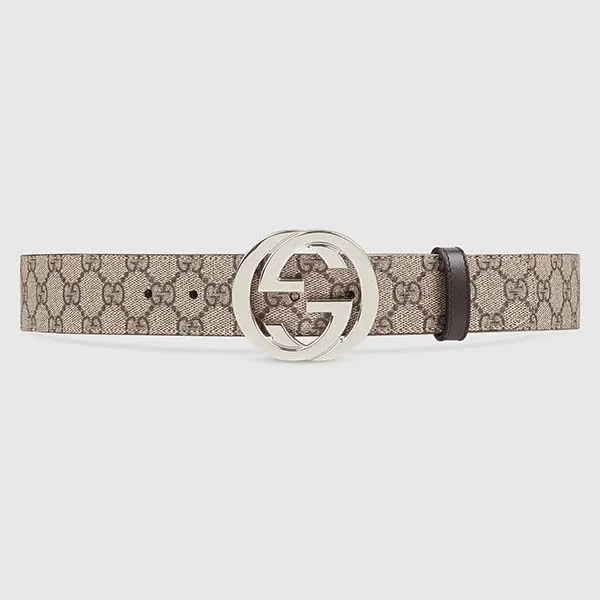 Thắt Lưng Nam Gucci GG Supreme Belt With G Buckle 411924 KGDHN 9643 Màu Nâu Be Size 85 - Thắt lưng - Vua Hàng Hiệu
