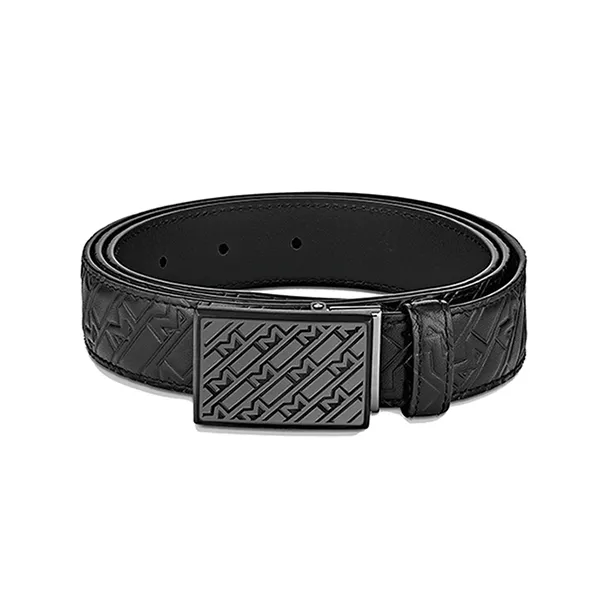 Thắt Lưng Nam Montblanc Plate Buckle Printed Black Belt 129450 Màu Đen - Thắt lưng - Vua Hàng Hiệu