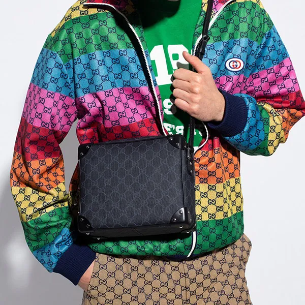 Túi Đeo Chéo Nam Gucci Black GG Shoulder Bag Màu Đen