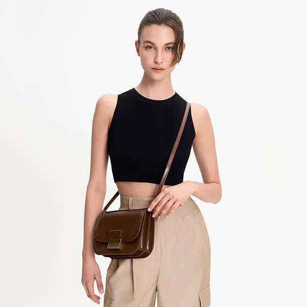 Túi Đeo Chéo Nữ Charles & Keith CNK Charlot Bag - Dark Brown CK2-80781400 Màu Nâu