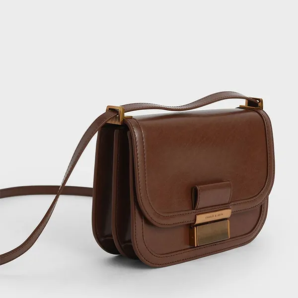 Túi Đeo Chéo Nữ Charles & Keith CNK Charlot Bag - Dark Brown CK2-80781400 Màu Nâu