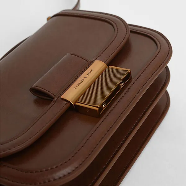 Túi Đeo Chéo Nữ Charles & Keith CNK Charlot Bag - Dark Brown CK2-80781400 Màu Nâu
