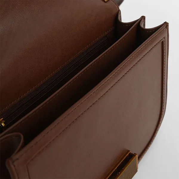 Túi Đeo Chéo Nữ Charles & Keith CNK Charlot Bag - Dark Brown CK2-80781400 Màu Nâu