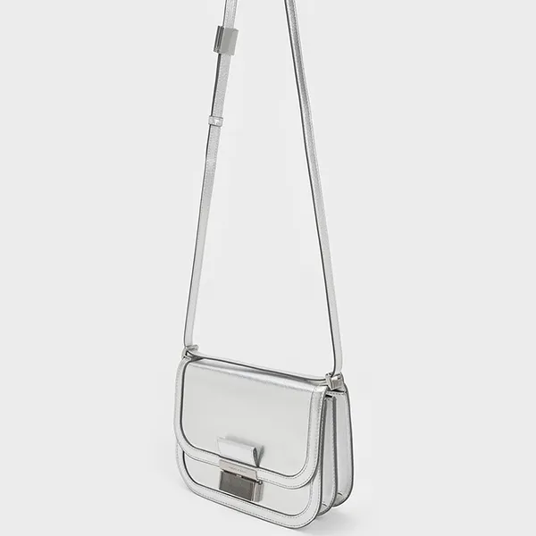 Túi Đeo Chéo Nữ Charles & Keith CNK Charlot Bag - Silver 80781400 Màu Bạc