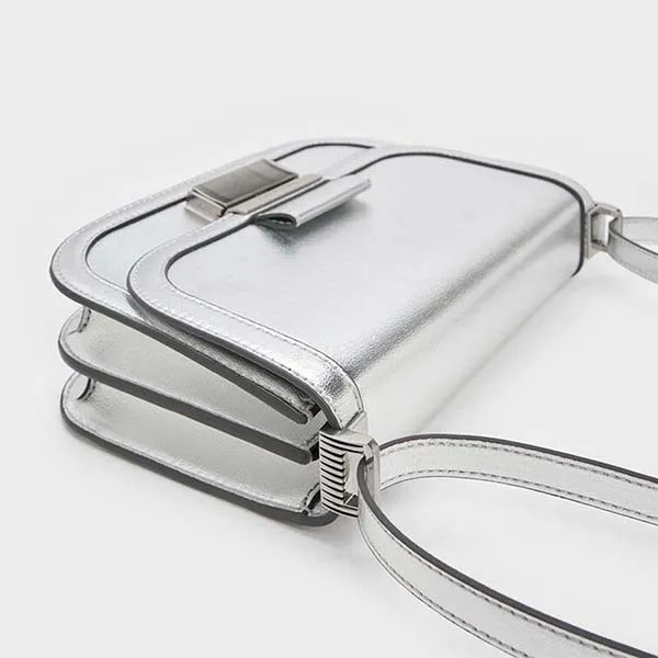 Túi Đeo Chéo Nữ Charles & Keith CNK Charlot Bag - Silver 80781400 Màu Bạc