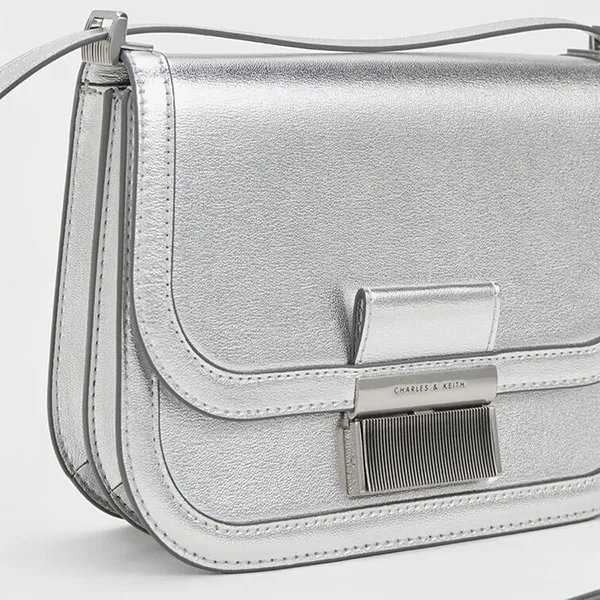 Túi Đeo Chéo Nữ Charles & Keith CNK Charlot Bag - Silver 80781400 Màu Bạc