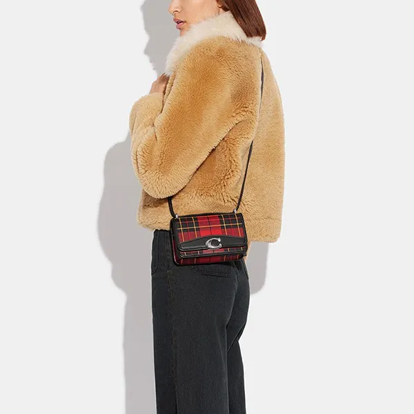 Túi Đeo Chéo Nữ Coach Bandit Crossbody With Plaid Print CG178 Màu Đen Đỏ