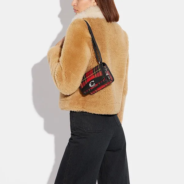 Túi Đeo Chéo Nữ Coach Bandit Crossbody With Plaid Print CG178 Màu Đen Đỏ