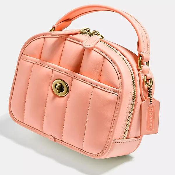Túi Đeo Chéo Nữ Coach Lunchbox Top Handle With Quilting C4678 Màu Hồng Cam - Túi xách - Vua Hàng Hiệu