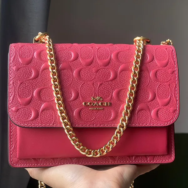 Túi Đeo Chéo Nữ Coach Mini Klare Crossbody In Signature Leather CH593 Màu Hồng
