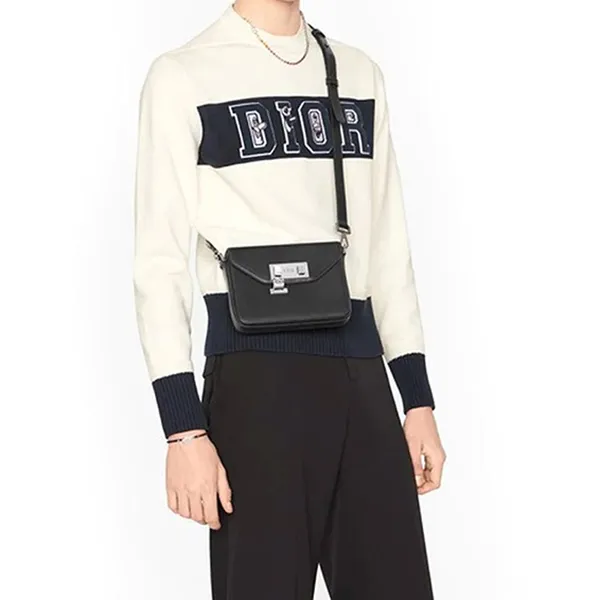 Túi Đeo Chéo Unisex Dior Crossbody Leather Bag Black 1LXPO214UCC-H03E Màu Đen - Túi xách - Vua Hàng Hiệu