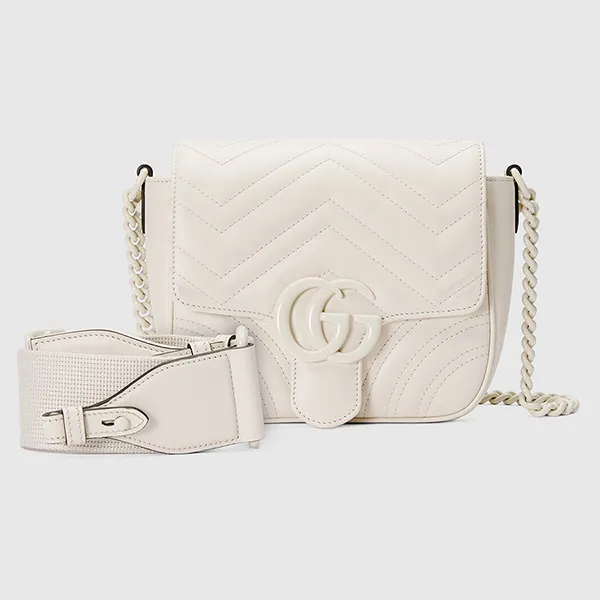 Túi Đeo Chéo Nữ Gucci GG Marmont Matelassé Mini Shoulder Bag Màu Trắng