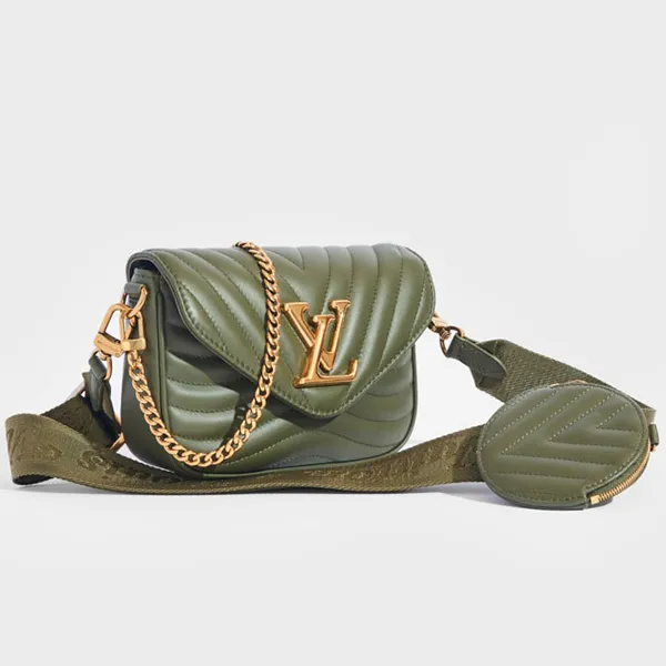 Túi Đeo Chéo Nữ Louis Vuitton LV New Wave Multi Pochette M56471 Màu Xanh Olive