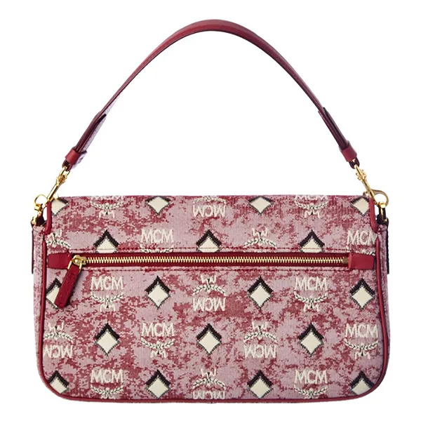 Túi Đeo Chéo Nữ MCM Vintage Jacquard Monogram Shoulder Bag Màu Đỏ