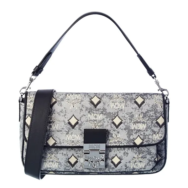 Túi Đeo Chéo Nữ MCM Vintage Jacquard Monogram Shoulder Bag Màu Xám