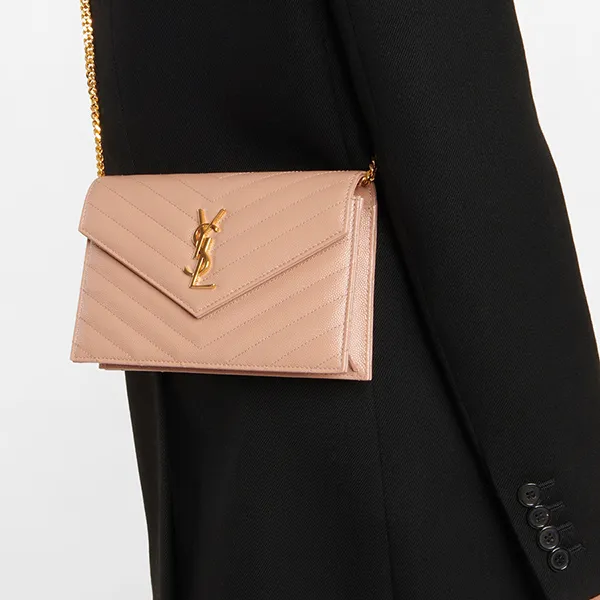 Túi Đeo Chéo Nữ Yves Saint Laurent YSL Woc 19 Vintage Peach Màu Cam Đào - Túi xách - Vua Hàng Hiệu