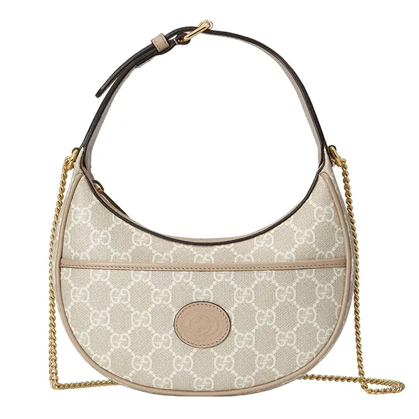 Túi Đeo Vai Nữ Gucci GG Half-Moon-Shaped Mini Bag 726843 FAA4G 9897 Màu Be