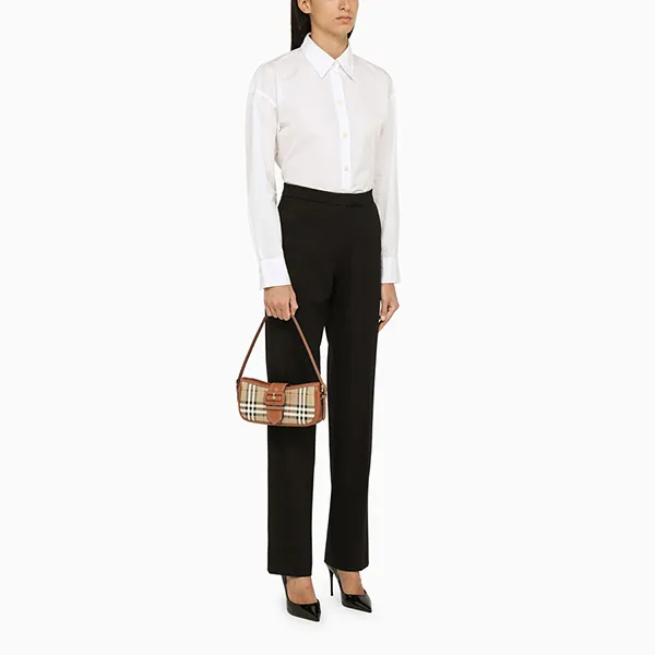 Túi Đeo Vai Nữ Hobo Burberry Sling Shoulder Bag In Vintage Check Màu Nâu Be