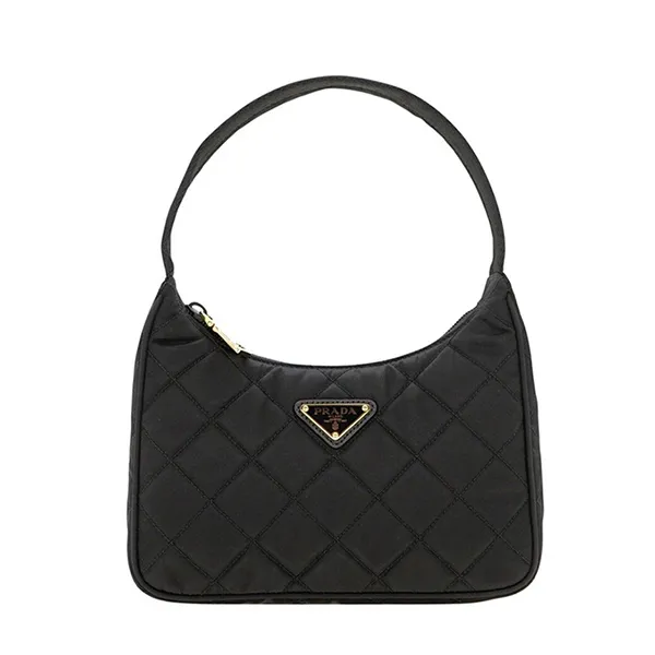 Túi Đeo Vai Nữ Prada Contenitore Maniglia Tessutu Nylon Quilted Shoulder Bag Màu Đen - Túi xách - Vua Hàng Hiệu