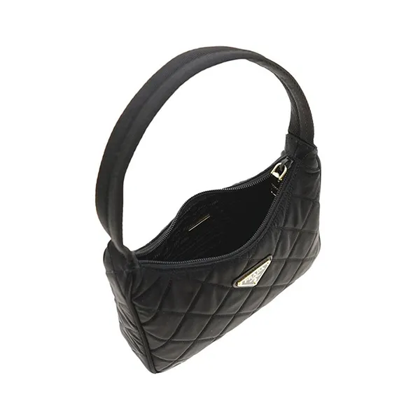 Túi Đeo Vai Nữ Prada Contenitore Maniglia Tessutu Nylon Quilted Shoulder Bag Màu Đen - Túi xách - Vua Hàng Hiệu