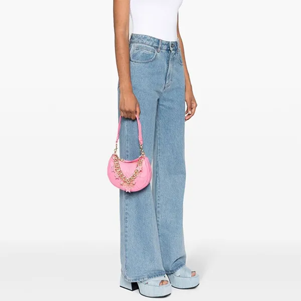 Túi Đeo Vai Nữ Versace Jeans Couture Star-Embroidered Quilted Shoulder Bag 75VA4BC4ZS806 Màu Hồng - Túi xách - Vua Hàng Hiệu