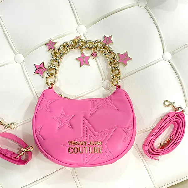 Túi Đeo Vai Nữ Versace Jeans Couture Star-Embroidered Quilted Shoulder Bag 75VA4BC4ZS806 Màu Hồng - Túi xách - Vua Hàng Hiệu