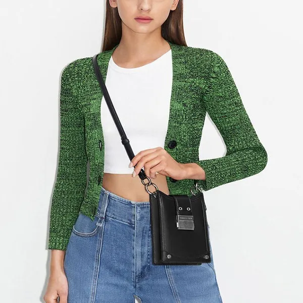 Túi Đựng Điện Thoại Nữ Charles & Keith CNK Winslet Belted Canvas Phone Pouch Black 70840529 Màu Đen