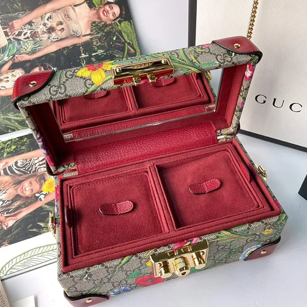 Túi Hộp Nữ Gucci Ophidia Jewelry Box 576386/92YEC Màu Nâu Đỏ - Túi xách - Vua Hàng Hiệu