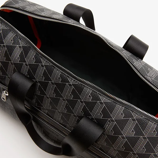 Túi Trống Du Lịch Lacoste Boston Bag Monogram Black Grey NU4259LX Màu Đen Xám - Túi xách - Vua Hàng Hiệu