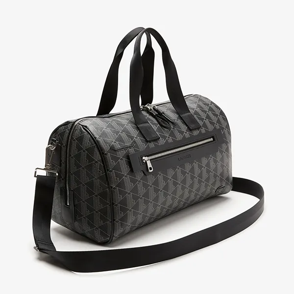 Túi Trống Du Lịch Lacoste Boston Bag Monogram Black Grey NU4259LX Màu Đen Xám - Túi xách - Vua Hàng Hiệu