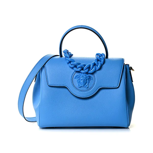 Túi Xách Nữ Versace Calfskin Medium La Medusa Bag DV 898987 Màu Xanh Blue