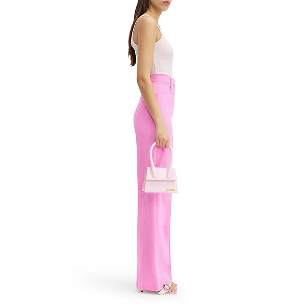 Túi Xách Tay Nữ Jacquemus Chiquito Moyen Croc Màu Hồng Nhạt