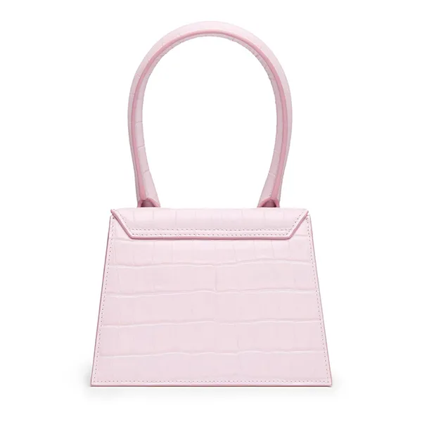 Túi Xách Tay Nữ Jacquemus Chiquito Moyen Croc Màu Hồng Nhạt