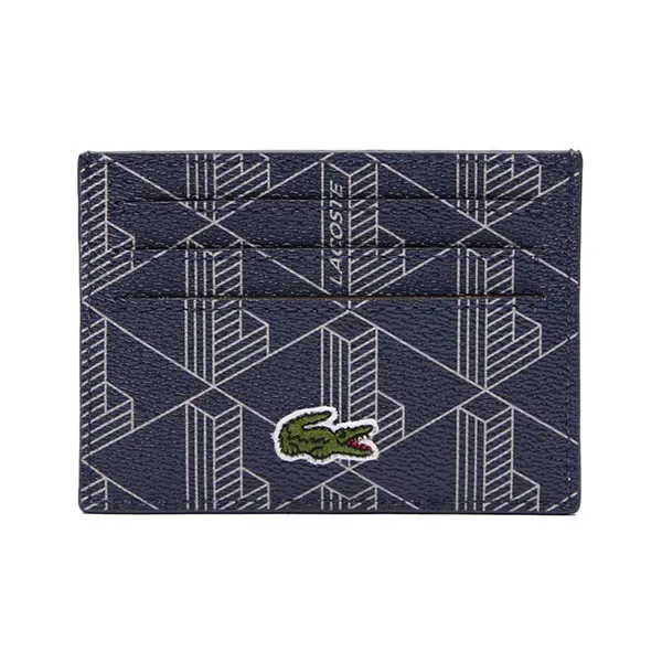 Ví Đựng Thẻ Lacoste The Blend Monogram Print Card Holder NH4484BG Màu Xanh Navy