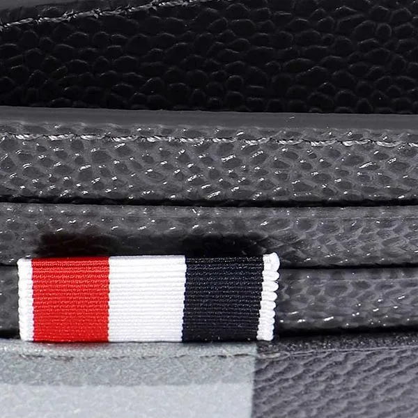 Ví Đựng Thẻ Thom Browne Madras Pebble Grain Leather MAW220A Màu Trắng Xám